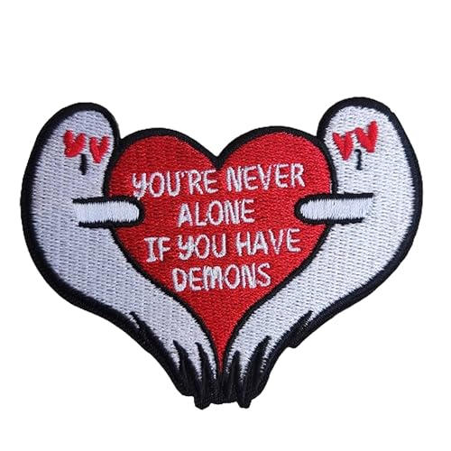 Cute Couple Lover Demons Patch, You're Never Alone Funny Heart Iron On Patch for Clothes Bags Hats Jacket Jeans (1) von BDIHS