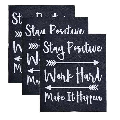 Inspirierender Aufnäher, Aufbügler mit Aufschrift "Stay Positive Work Hard and Make it Happen" für Kleidung, Taschen, Hüte, Jacken, Jeans, 3 Stück von BDIHS