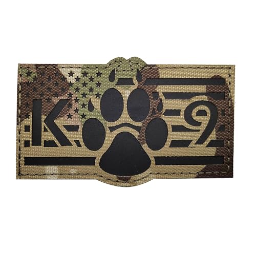 K9 Dog Paw US Flag IR Infrarot Reflektierender Patch, Camouflage Amerikanische Flagge Hundepfote Militär Taktischer Patch für Hut, Taschen, Rucksack, Kleidung (1) von BDIHS