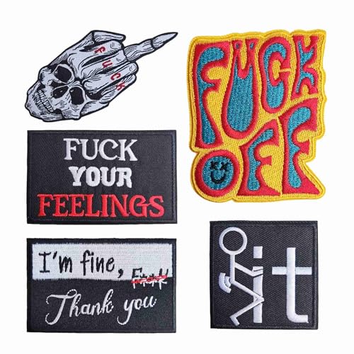 Lustiger Buchstaben-Aufnäher für Erwachsene, "I'm Fine | Your Feelings", bestickt, zum Aufbügeln für Kleidung, Taschen, Hüte, Jacken, Jeans, Rucksäcke, 4 Stück von BDIHS