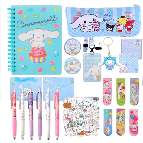 Niedliches Schulbedarf-Set, Cartoon-Schulbedarf, Kawaii-Schulbedarf für Kinder und Mädchen, einschließlich Cartoon-Tagebuch, Federmäppchen, Kugelschreiber, Ausweishalter, Aufkleber, Schlüsselanhänger, von BDJ