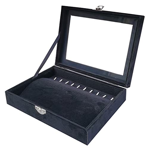 Damen-Schmuckschatulle, einfache High-End-Schmuckbox mit Spiegel, geeignet für Halsketten, Armbänder, tragbare Aufbewahrungsbox (Farbe: Schwarz) von BDPP