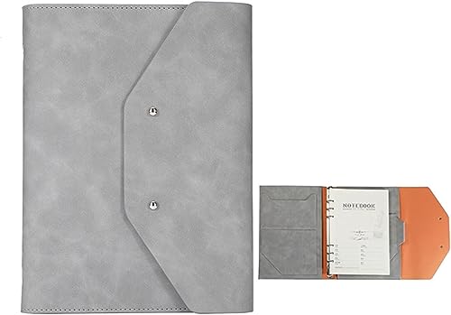 Ablagemappe， A5 6 Ringbuch Business-Ordner for Interview-Konferenz und Präsentation Notebook Pocket Organizer(Light Gray) von BDSHGRDH