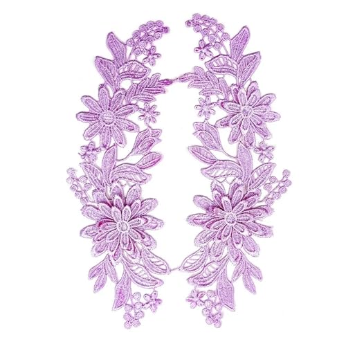 Applique nähen， 3D-Stickerei-Spitzenapplikation for Hochzeitskleid-Dekoration, DIY-Kleidung, Nähzubehör(Light Purple) von BDSHGRDH