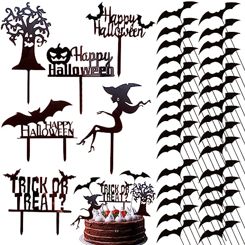 BDSHUNBF 36 Stück Cake Topper, Kuchendeko Geburtstag, Tortendeko Geisterfledermaus, Halloween Spukhaus, Themen Kuchendekoration, für Halloween Party für Mädchen Junge Frauen Mann von BDSHUNBF