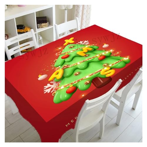 BDXMKS Weihnachtstischdecke Frohe Weihnachten Anti-Flecken Tischdecke Wohnzimmer Kaminsims Neujahr Dekoration Tischdecke Outdoor Picknick Matte Urlaub Geschenk(5,85x85cm33x33inch) von BDXMKS