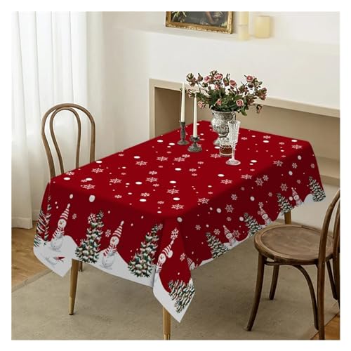 BDXMKS Weihnachtstischdecke Plaid Weihnachten Baum Hirsch Schneeflocke Tischdecke Hochzeit Party Geschirr Tischdecke Küchen Esstisch Abdeckung Hause Dekoration(01,70x70cm 27x27inch) von BDXMKS