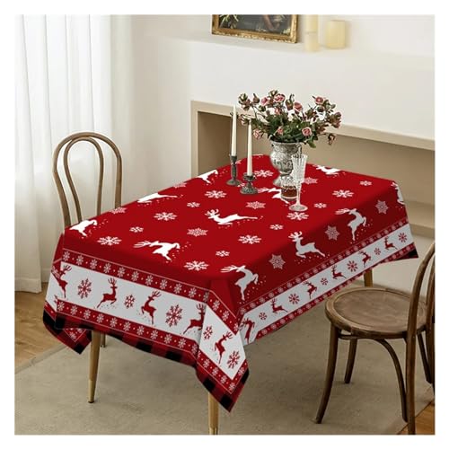 BDXMKS Weihnachtstischdecke Plaid Weihnachten Baum Hirsch Schneeflocke Tischdecke Hochzeit Party Geschirr Tischdecke Küchen Esstisch Abdeckung Hause Dekoration(02,70x70cm 27x27inch) von BDXMKS