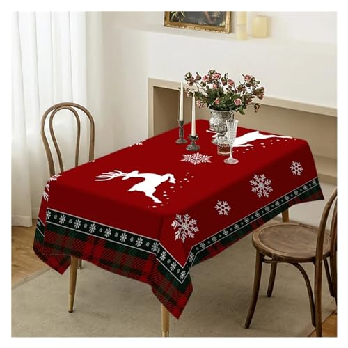 BDXMKS Weihnachtstischdecke Plaid Weihnachten Baum Hirsch Schneeflocke Tischdecke Hochzeit Party Geschirr Tischdecke Küchen Esstisch Abdeckung Hause Dekoration(03,70x70cm 27x27inch) von BDXMKS