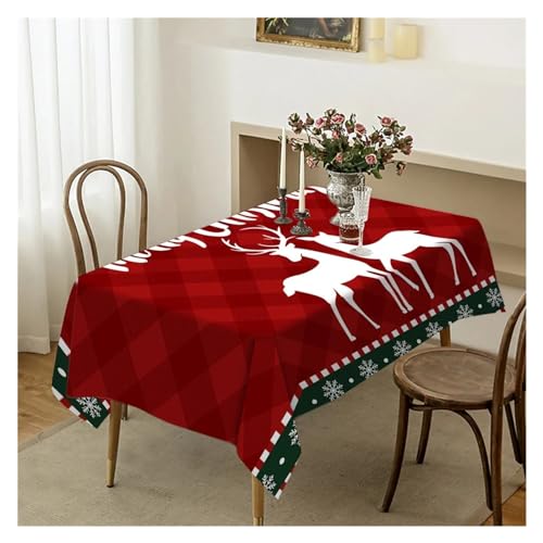 BDXMKS Weihnachtstischdecke Plaid Weihnachten Baum Hirsch Schneeflocke Tischdecke Hochzeit Party Geschirr Tischdecke Küchen Esstisch Abdeckung Hause Dekoration(04,40x70cm 15x27inch) von BDXMKS