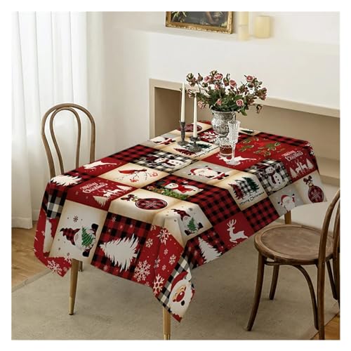 BDXMKS Weihnachtstischdecke Plaid Weihnachten Baum Hirsch Schneeflocke Tischdecke Hochzeit Party Geschirr Tischdecke Küchen Esstisch Abdeckung Hause Dekoration(06,100x160cm 39x63inch) von BDXMKS