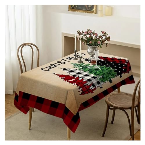 BDXMKS Weihnachtstischdecke Plaid Weihnachten Baum Hirsch Schneeflocke Tischdecke Hochzeit Party Geschirr Tischdecke Küchen Esstisch Abdeckung Hause Dekoration(07,100x160cm 39x63inch) von BDXMKS