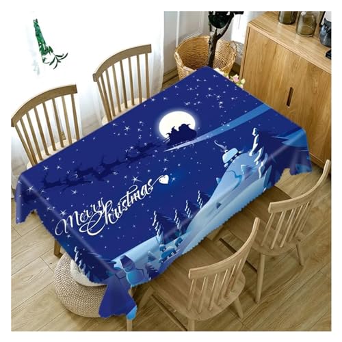 BDXMKS Weihnachtstischdecke Rechteckige Weihnachtsmann-Esstischdecke, Heiligabend, blau, Neujahr, Zuhause, Party, Antifouling, Hochzeit, Dekoration, Nappe de Table(6,40x70cm15x27inch) von BDXMKS