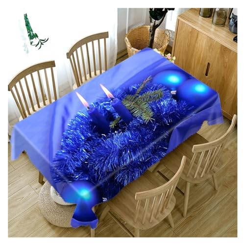 BDXMKS Weihnachtstischdecke Rechteckige Weihnachtsmann-Esstischdecke, Heiligabend, blau, Neujahr, Zuhause, Party, Antifouling, Hochzeit, Dekoration, Nappe de Table(8,40x70cm15x27inch) von BDXMKS