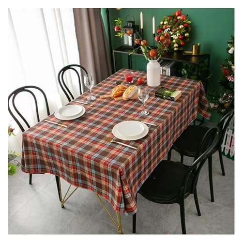 BDXMKS Weihnachtstischdecke Rot Grün Karierte Tischdecke Baumwolle Weihnachten Party Rechteckige Tischdecke Esstisch Abdeckung for Picknick BBQ Home Decor Kaminsims(Christmas Color Grid,140x140CM) von BDXMKS