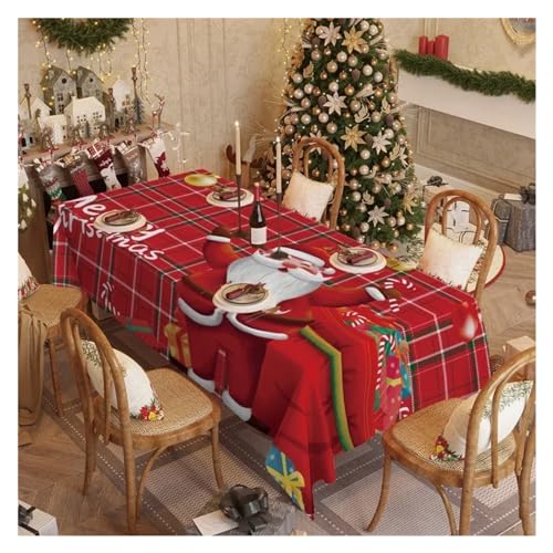 BDXMKS Weihnachtstischdecke Weihnachtstischdecke for rechteckige Tische, Tischschutz, dekorative Hochzeitsbankett-Restaurant-Weihnachtsdekorations-Tischdecke(Color 1,1Pc 140x180cm Cloth) von BDXMKS