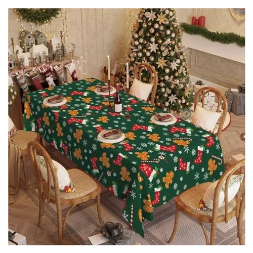 BDXMKS Weihnachtstischdecke Weihnachtstischdecke for rechteckige Tische, Tischschutz, dekorative Hochzeitsbankett-Restaurant-Weihnachtsdekorations-Tischdecke(Color 12,1Pc 140x220cm Cloth) von BDXMKS