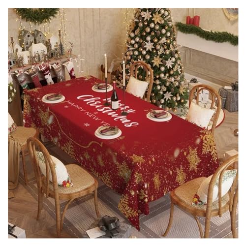 BDXMKS Weihnachtstischdecke Weihnachtstischdecke for rechteckige Tische, Tischschutz, dekorative Hochzeitsbankett-Restaurant-Weihnachtsdekorations-Tischdecke(Color 4,1Pc 100x100cm Cloth) von BDXMKS