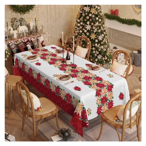 BDXMKS Weihnachtstischdecke Weihnachtstischdecke for rechteckige Tische, Tischschutz, dekorative Hochzeitsbankett-Restaurant-Weihnachtsdekorations-Tischdecke(Color 5,1Pc 100x100cm Cloth) von BDXMKS