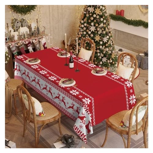 BDXMKS Weihnachtstischdecke Weihnachtstischdecke for rechteckige Tische, Tischschutz, dekorative Hochzeitsbankett-Restaurant-Weihnachtsdekorations-Tischdecke(Color 9,1Pc 140x220cm Cloth) von BDXMKS