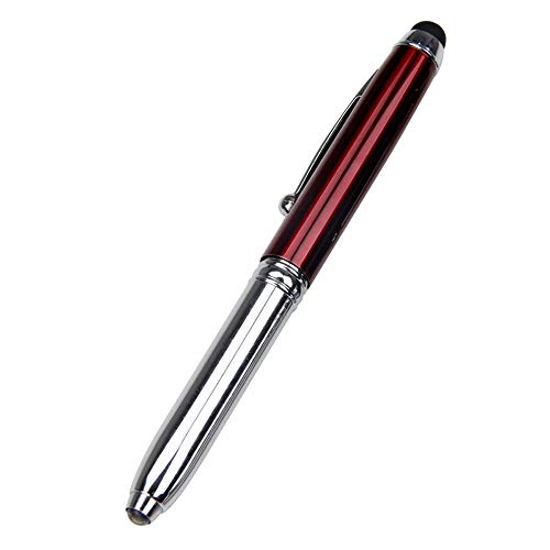 LED Stift BE-TOOL Stift Taschenlampe LED Kugelschreiber 3 in 1 Stift/Stylus/LED Licht, LED Powered Ink Penlights mit Nachfüllung und Batterien für Nachtschreiben (1 Pack, Rot) von BE-TOOL