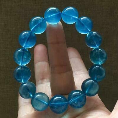 Natürlicher Teufelsblauer Eis-Aquamarin-Edelstein, klare runde Perlen, Armband, 15 mm, AAAAA von BEAD_CRYSTAL-NK