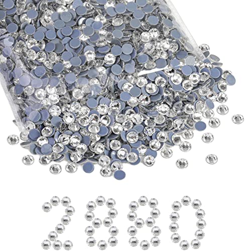 BEADSLAND Hotfix Strasssteine Bulk, 2880 Stück Kristall Hotfix Strasssteine zum Basteln Kleidung DIY Dekoration, Kristall Weiss, SS30, 6.3-6.5mm von BEADSLAND