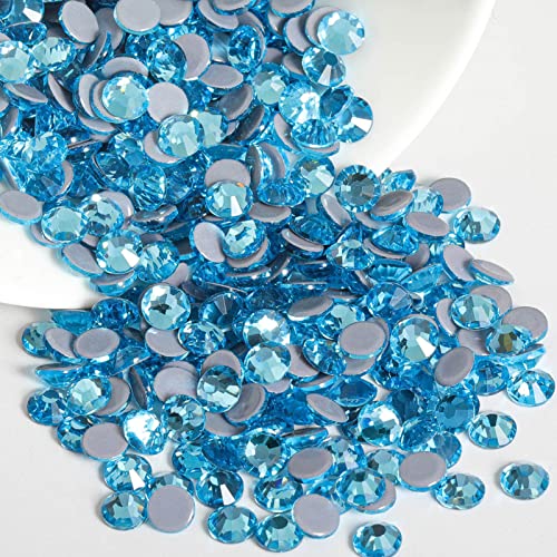 Beadsland 1440 Stück Aquamarin Hotfix Strasssteine, Hitzefix Strasssteine zum Basteln, Hotfix Kristall Runde Edelsteine, Aquamarin (SS20/4.6-4.8mm) von BEADSLAND