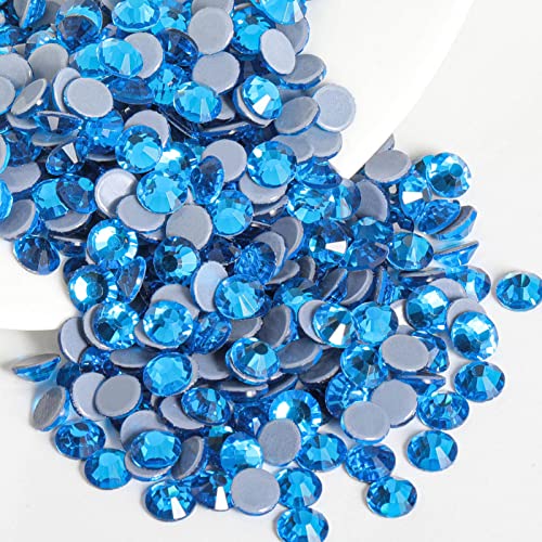 BEADSLAND Hotfix Strasssteine, 1440 Stück Flatback Kristall Strasssteine zum Basteln, Kleidung, Basteln, Dekorationen, Capri Blau, SS12, 3.0-3.2 mm von BEADSLAND