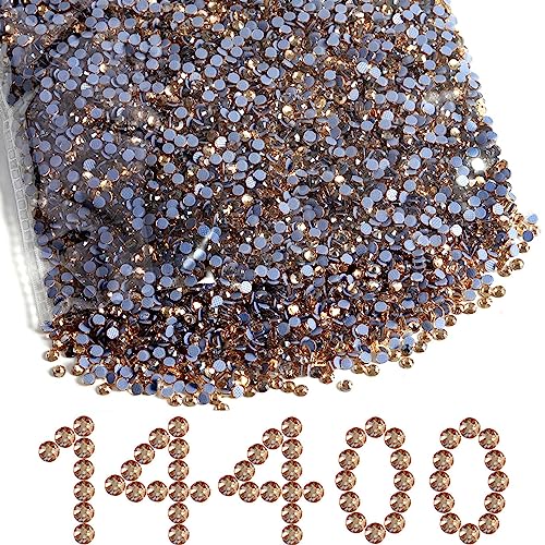 Beadsland Hotfix Strasssteine Bulk,14400pcs Goldenen Hot Fix Strasssteine für Kunsthandwerk Kleidung DIY Dekoration,Goldener Champagner,SS16,3.8-4.0mm von BEADSLAND