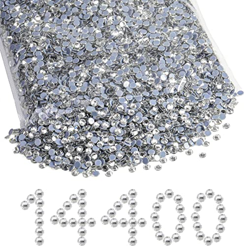 Beadsland Hotfix Strasssteine Bulk,14400pcs Klare Hot Fix Strasssteine für Kunsthandwerk Kleidung DIY Dekoration,Kristall Weiss,SS6,1.9-2.1mm von BEADSLAND