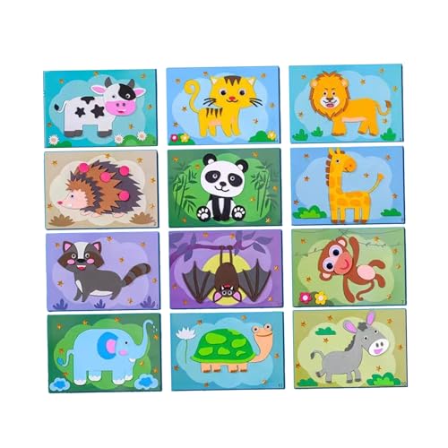 12pcs Cartoon Eva Aufkleber Spielzeug 3D Creative DIY Cartoon Animal Sticker Safe Eva Foam Lustige Aufkleber Spielzeug süßes Lernspielzeug für Kinder (A-Klassische Tier) Aufkleber Spielzeug von BEAHING