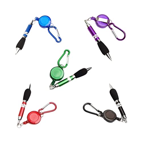 BEAHING Einziehbarer Ball Point Pen Badge Reel Stift Travel Tragbarer Bleistift mit Keyring 5PCS zufälliger Farbe Retractable Kugelschreiber von BEAHING