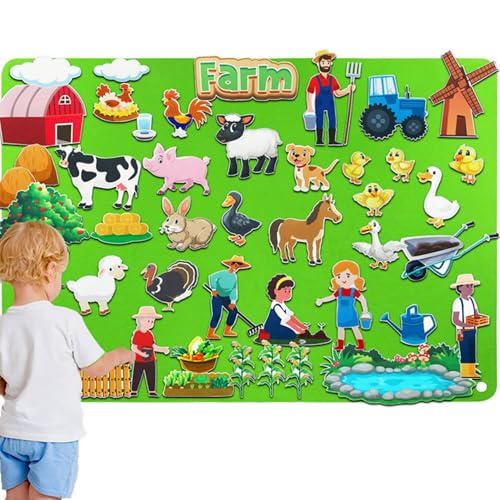 BEAHING Filzgeschichten für Kleinkinder, Filzstory Board Farm-Thema 41 x 29,5 Zoll Filz Board für Kleinkinder pädagogische fantasievolle Cartoon Felt Board für Heimstudio, Fish Board für Kleinkinder von BEAHING