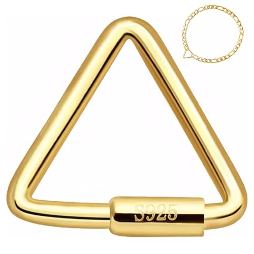 BEAHING Gold Carabiner, 925 Sterling Silber Carabiner Halskette Clip -Dreiecksformschraube Carabiner Schloss für Halskette Armband Schmuckzubehör, Gold Carabiner von BEAHING