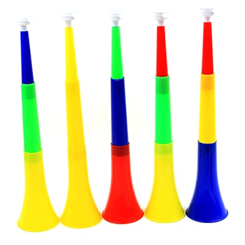 BEAHING Horn Rauschhersteller Verstellbares Plastikfußballstadion Jubelfan Trompete zufällige Farbe 5pcs, Plastik Trompeten Rauschhersteller von BEAHING