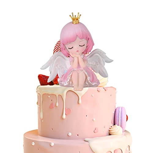 Baby Girl Figur Cake Topper Engel Kuchen Dekor Car Desktop Ornamente Babyparty Party Supply für Abschlussgeschenk 11.5 * 12 cm, Schlosskuchen -Topper von BEAHING