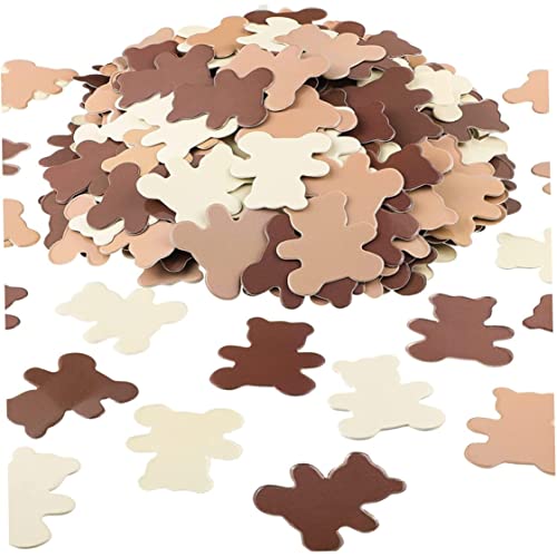 Bärentisch Konfetti, 500 Stücke Bear Confetti Babyparty -Creme braune Konfetti -Streusel Bären Tisch Konfetti für Jungen Mädchen Tischdekorationen (1,2 Zoll) von BEAHING