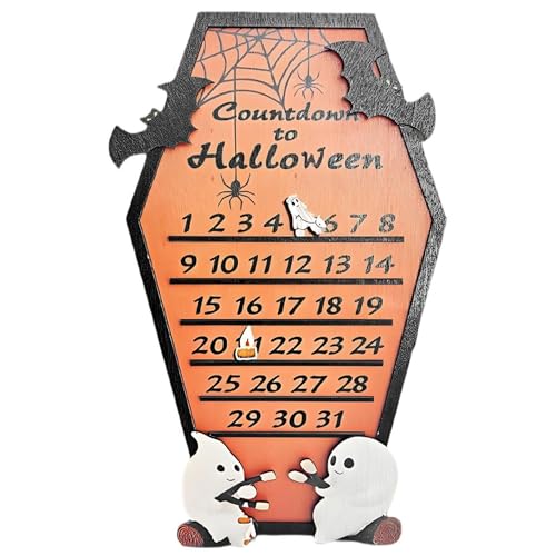 Halloween Countdown -Kalender, Halloween -Adventskalender, COUND COUNDDOWN -Kalender aus Holz mit beweglichen Blöcken, 3,9x11.8 Fun Halloween Décor, Halloween Advent Calender von BEAHING