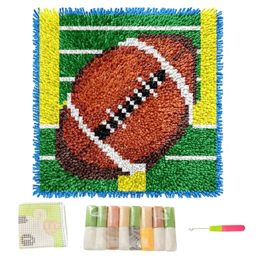 Latch Hook Kits für Kinder, Sport American Football Latch Hook Kit, Crochet DIY Stickerei Latch Hook Kits für Erwachsene mit bedrucktem Teppichabdeckung für Home Sofa Decor, Latch Hook Kits für Kinde von BEAHING