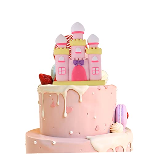 Schlosskuchen Toper Schlosskuchen Dekoration für Babypartyzubehör für Geburtstagsfeier Dekorationen 5.9x7,5 cm rosa, Kuchendekoration von BEAHING