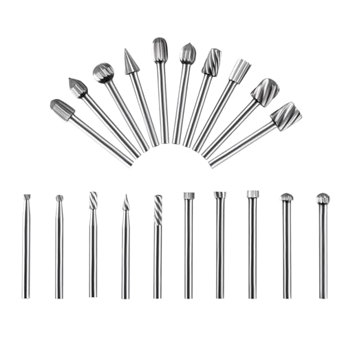 BEASAFY 20 Stück Hartmetall Frässtifte Set, Hartmetall Rotationsfräser mit 3mm Schaft, Fräser Bits, Holzfräser Hartmetallfräser, für Holzbearbeitung, Gravieren, Bohren, Metallpolieren von BEASAFY