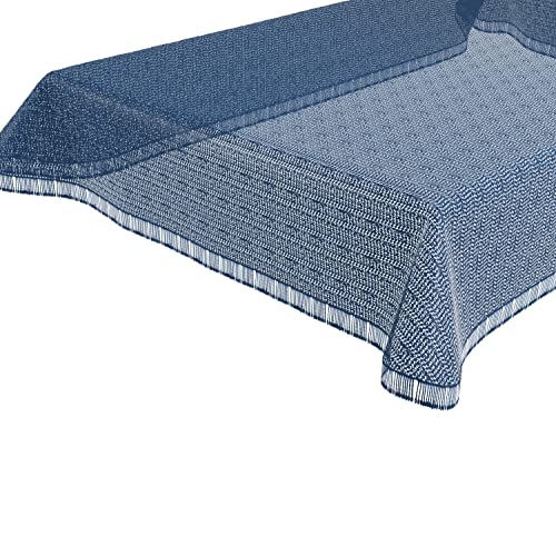 BEAUTEX Moa Weichschaum Tischdecke mit Fransen, Garten, Balkon, Terrasse, Camping - Eckig 110x140 cm, Blau von BEAUTEX