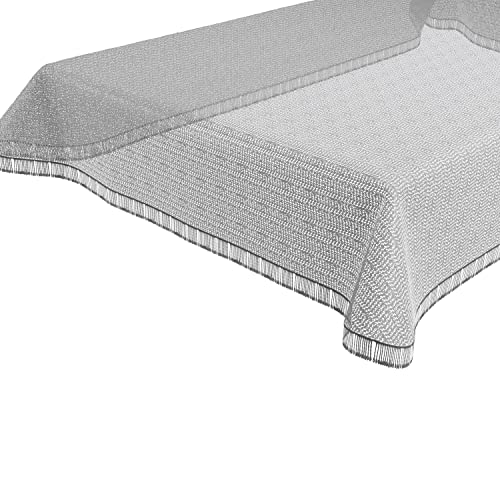 BEAUTEX Moa Weichschaum Tischdecke mit Fransen, Garten, Balkon, Terrasse, Camping - Eckig 110x140 cm, Hellgrau von BEAUTEX