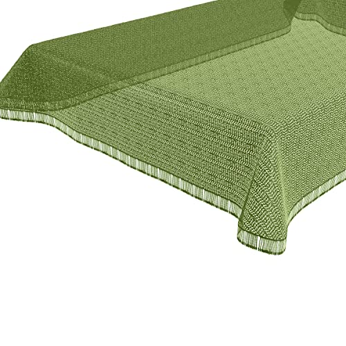 BEAUTEX Moa Weichschaum Tischdecke mit Fransen, Garten, Balkon, Terrasse, Camping - Eckig 110x140 cm, Hellgrün von BEAUTEX