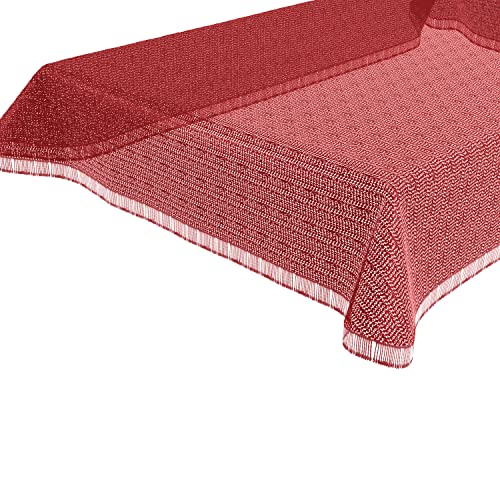 BEAUTEX Moa Weichschaum Tischdecke mit Fransen, Garten, Balkon, Terrasse, Camping - Eckig 110x140 cm, Rot von BEAUTEX