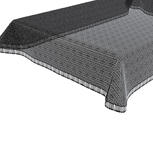 BEAUTEX Moa Weichschaum Tischdecke mit Fransen, Garten, Balkon, Terrasse, Camping - Eckig 130x160 cm, Schwarz von BEAUTEX