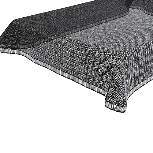 BEAUTEX Moa Weichschaum Tischdecke mit Fransen, Garten, Balkon, Terrasse, Camping - Eckig 130x220 cm, Schwarz von BEAUTEX