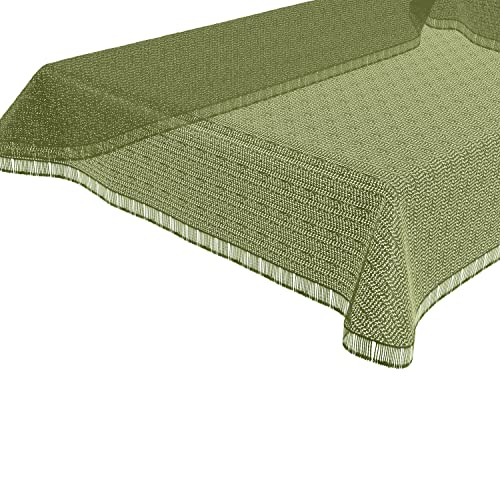 BEAUTEX Moa Weichschaum Tischdecke mit Fransen, Garten, Balkon, Terrasse, Camping - Oval 140x180 cm, Hellgrün von BEAUTEX