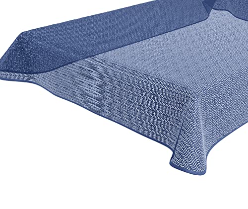 BEAUTEX Tokio Weichschaum Tischdecke mit Paspelband, Garten, Balkon, Terrasse, Camping - Größe und Farbe wählbar - Eckig 110x140 cm, Blau von BEAUTEX